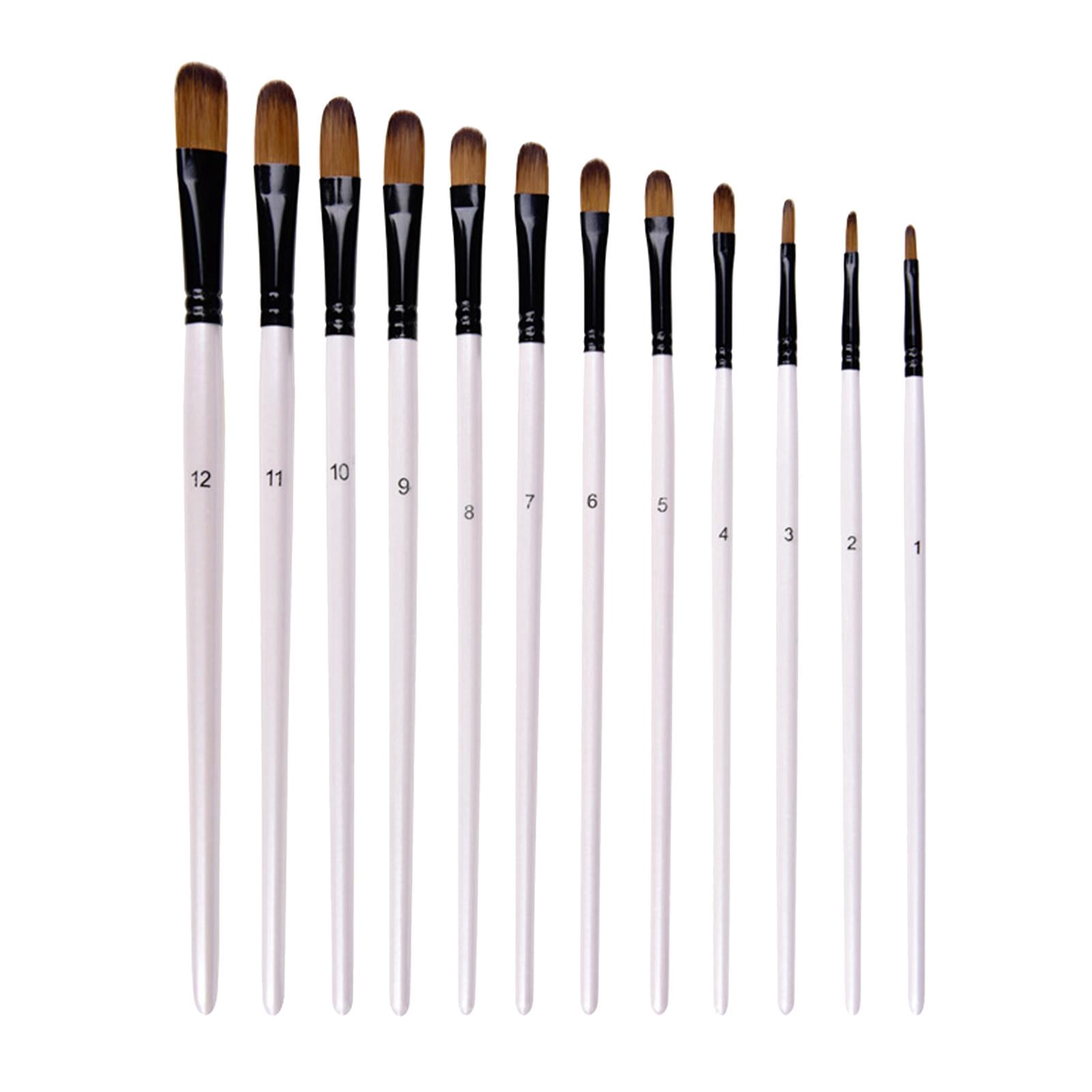 yuksok 12x Nylon Paint Brush Set Oil Painting Paintbrushes Filbert