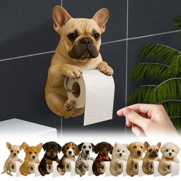 CQCYD Dog Toilet Paper Holder, Cute Dog Tissue Roll Holder Dispenser, Resin Bathroom Decor for Dog Lovers, Funny Toilet Paper Stand for Home Office, Puppy Themed Tissue Paper Organizer