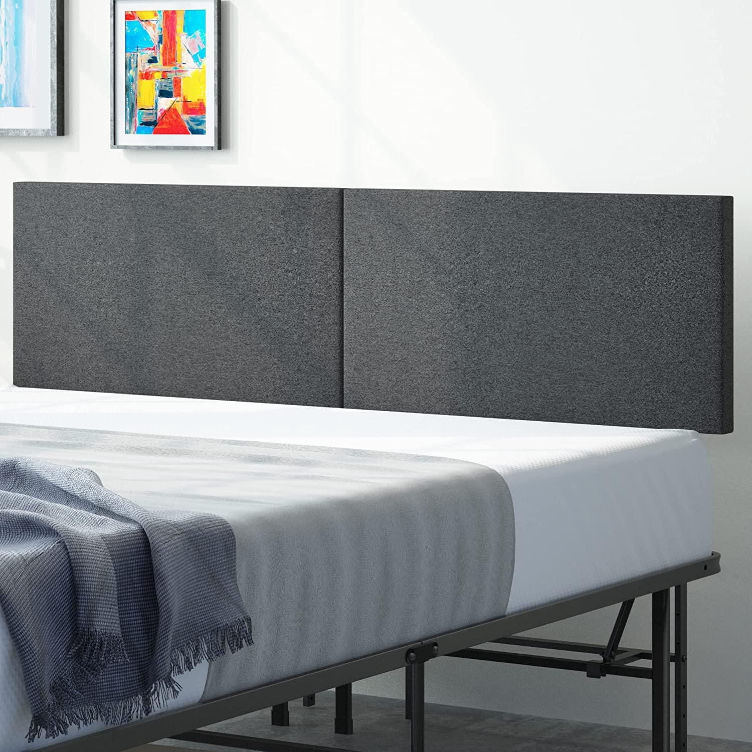 Cadre de lit plateforme en métal Zinus SmartBase avec tête de lit rembourrée et base de matelas