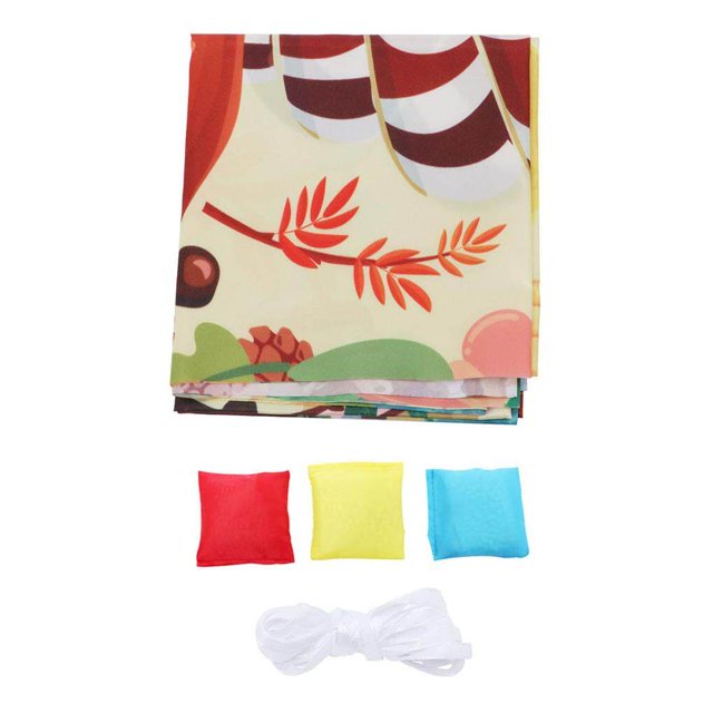 ziyahi Sandbag Throwing Game Hanging Banner Reusable Sandbag Throwing Game Hanging Banner Folding Sandbag Throwing Game Cartoon Banner with Bandage Rope for Gaming