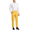 thumbnail image 2 of INSPIRE CHIC Men's Dress Plaid Printed Business Checked Pants 36 Yellow, 2 of 7