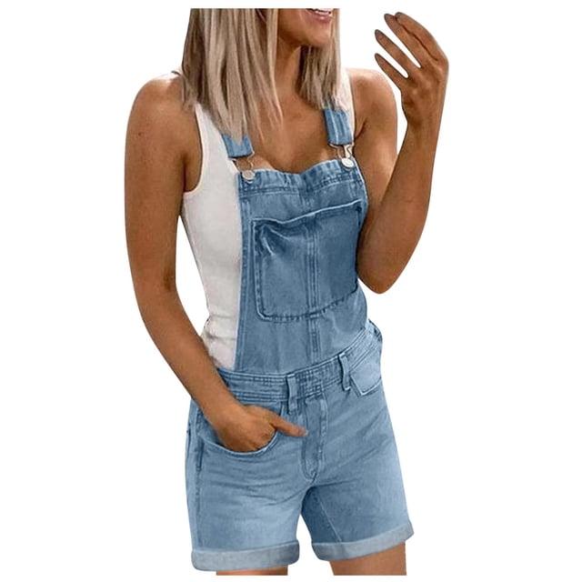 Kcodviy Salopettes en Denim pour Femmes et Combinaison Léopard, Combinaisons en Denim Lavé, Justaucorps Combinaison pour Femmes, Combinaisons pour Femmes, Combinaisons Amples pour Femmes, Combinaisons Courtes pour Femmes