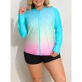 thumbnail image 5 of Charmo Womens Plus Size Long Sleeve Rash Guard Top Zipper Sufing Swim Shirt, 5 of 5
