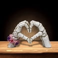 thumbnail image 1 of 1pc, Skull Heart-shaped Hand Resin Statue, Unique Desktop Decoration, Modern Art Decor, Halloween Decor, Gift, 1 of 5