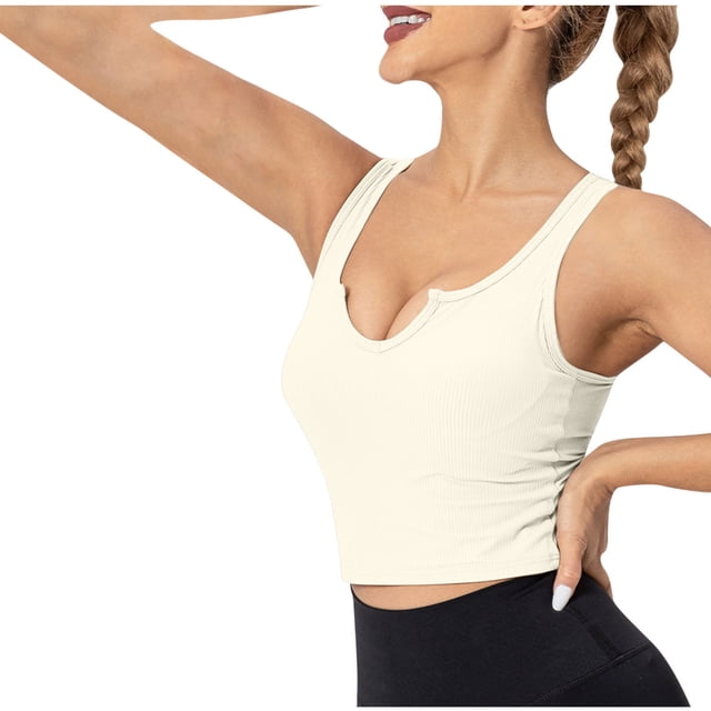 Yuyuzo Crop Tops for Women Sleeveless Shirts Deep V Neck Going out Tops Ribbed Knit Basic Tees