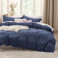 thumbnail image 1 of Bedsure Navy Duvet Cover Queen Size - Soft Prewashed Queen Duvet Cover Set, 3 Pieces, 1 Duvet Cover 90x90 Inches with Zipper Closure and 2 Pillow Shams, Comforter Not Included, 1 of 6