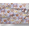 thumbnail image 2 of Soimoi Blue Moss Georgette Fabric Crab,Shell & Coral Ocean Decor Fabric Printed Yard 42 Inch Wide, 2 of 3