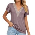 thumbnail image 3 of Pompotops Women's V- Neck Recreational Short Sleeve Tops, 3 of 9