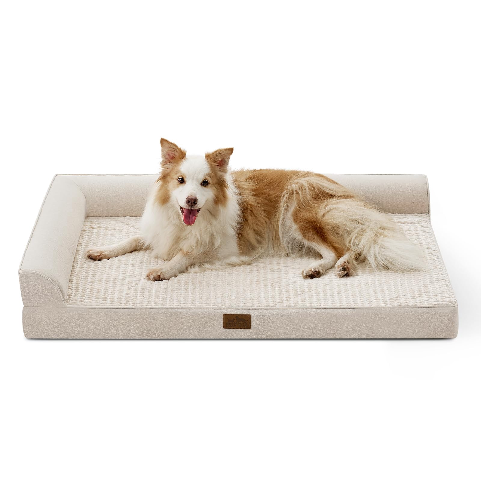 COZY KISS Orthopedic Dog Bed for Large Size Dog, XL Dogs Crate Bed, L Shaped Foam Anti-Slip Bottom Pet Cat Sofa with Washable Removable Cove
