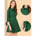 thumbnail image 2 of INSPIRE CHIC Robe-Chemise Patineuse en Coton pour Femmes à Col, Manches 3/4, Boutonnée, 2 of 5