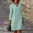 thumbnail image 2 of Pisexur Robe Chemise en Coton pour Femmes Été Décontractée à Manches Courtes Boutonnée Chemise de Plage de Couverture avec Poches, 2 of 9
