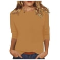thumbnail image 1 of T-shirts d'Été pour Femmes 3 d'Automne pour Femmes Manches 4 Col Rond Col Roulé Simulé Femmes Manches Longues Haut Ample Imprimé Floral Femmes T-Shirt T-Shirts Décontracté Lin Chemises pour Femmes Tunique Tee Blouse, 1 of 4