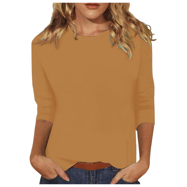 T-shirts d'Été pour Femmes 3 d'Automne pour Femmes Manches 4 Col Rond Col Roulé Simulé Femmes Manches Longues Haut Ample Imprimé Floral Femmes T-Shirt T-Shirts Décontracté Lin Chemises pour Femmes Tunique Tee Blouse