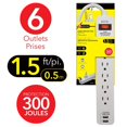 thumbnail image 3 of Elink EL458 - Parasurtenseur à 6 Prises avec 2 Ports USB 2,4 A, 300 Joules, Blanc, 3 of 3