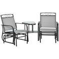 thumbnail image 1 of Outsunny Outdoor Glider Bench with Coffee Table, Patio 2-Seat Rocking Chair Swing Loveseat with Breathable Sling for Backyard Garden Porch, Light Grey, 1 of 10