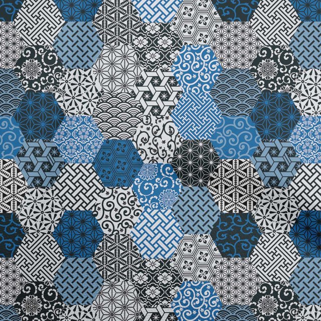oneOone Georgette Viscose Blue Fabric Geometric Craft Projects Decor Fabric Printed By The Yard 42 Inch Wide