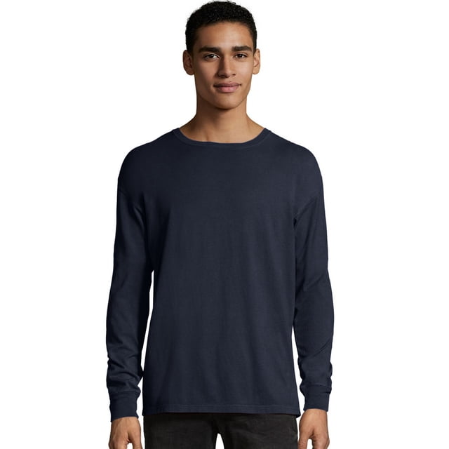 Hanes Mens ComfortWash Garment Dyed Long Sleeve Tee, S, Navy