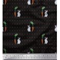 thumbnail image 1 of Soimoi Cotton Voile Fabric Carrot & Rabbit Dots Print Fabric by Yard 56 Inch Wide, 1 of 5