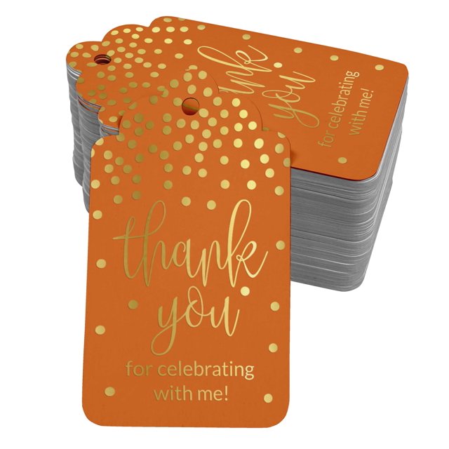 Inkdotpot Pack Of 100 ThankYou For Celebrating With Me Birthday Favor Paper Tags Craft Real Gold Foil Hang Tags