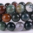 thumbnail image 2 of Natural Multi-Color Indian Agate Gemstone 10mm Round Beads Stretch Bracelet 6.5" Unisex, 2 of 2