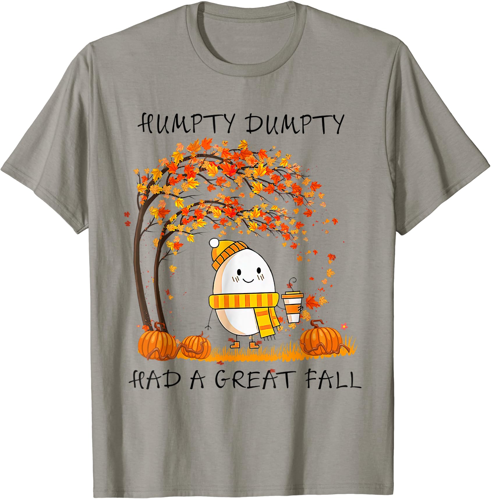Humpty Dumpty Had A Great Fall T-Shirt d'Halloween d'Action de Grâce d'Automne - Noir - 3TG