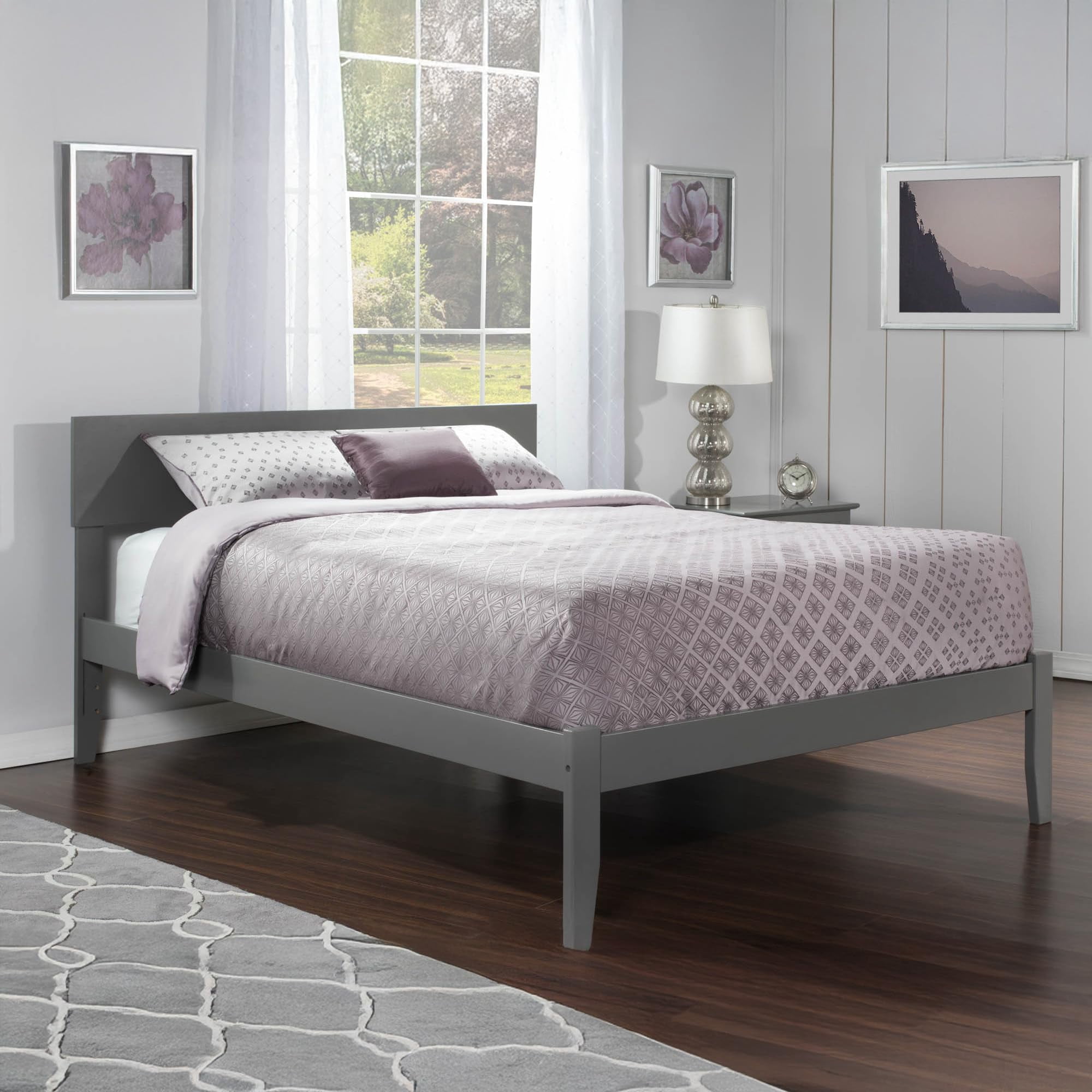 Orlando Full Solid Wood Platform Bed in Grey