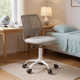 thumbnail image 2 of Homy Casa 29.5''-34.2'' Adjustable Swivel Desk Chair, Grey Fabric Seat, White Rolling Base for Home Office, 2 of 8