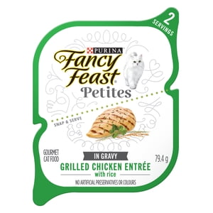 Purina Fancy Feast Petites Grilled Entrée de poulet à Gravy, Nourriture de chat humide 79.4g