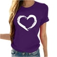 thumbnail image 2 of EGNMCR T-Shirts pour Femmes Femmes Manches Courtes Col Rond Imprimé en Forme de Cœur Hauts Décontractés Blouse T-shirt, 2 of 7