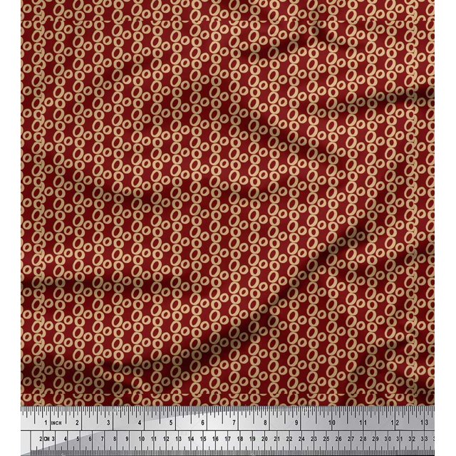 Soimoi Red Silk Fabric Small Circle Geometric Fabric Prints By Yard 42 Inch Wide