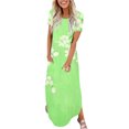 thumbnail image 1 of Ovzne Robes d'Été pour Femmes 2025 Robe Mode Robe Décontractée pour Femmes Imprimée à Manches Courtes Col Rond Robe avec Poches Robe de Printemps à Manches Courtes Imprimée Liquidation, 1 of 4