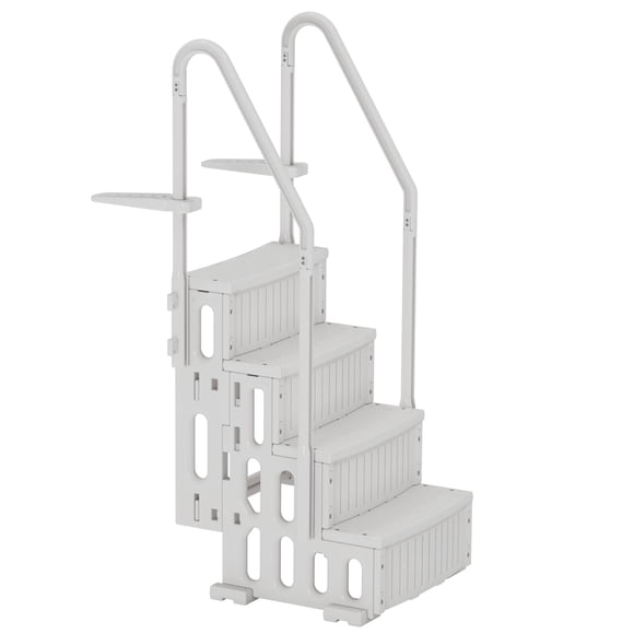 Pool Ladder, 4-Step Pool Stairs with Double Handrails and Non-Slip Steps for 48-54” Above Ground and In-Ground Pools, White
