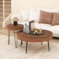 thumbnail image 2 of Harmijoy Table Basse Ronde Style Ferme Ensemble de 2 Tables d'Appoint Fini Naturel pour Salon, 2 of 8