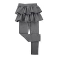 thumbnail image 4 of VINUSLI Girls Skirted Leggings Ruffle Stretchy Athletic Legging with Skirts Elastic Solid Warm School Uniform Pants Gray,7 Years, 4 of 8