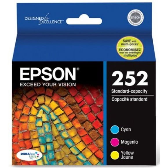 Epson DURABrite Ultra 252 C/M/Y Color Ink Cartridges (T252520-S), Combo 3/Pack