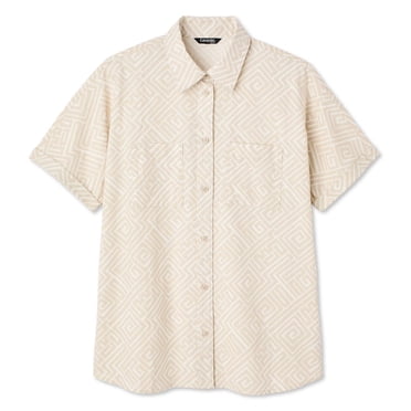 George Women's Linen-Blend Camp Shirt