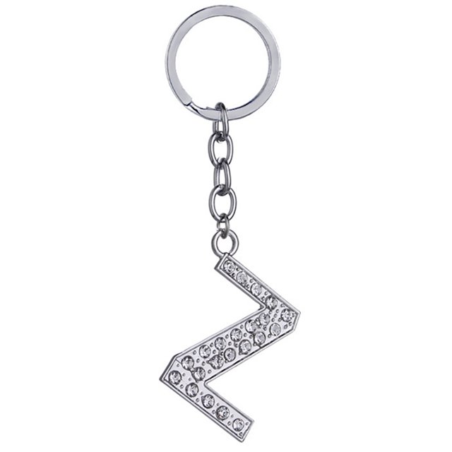 Key Chain Rhinestone A to Z Design Pendant Keychain Key Ring for Handbag Decor