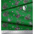 thumbnail image 2 of Soimoi Green polyester Georgette Fabric Floral, & American Robin Bird Print Fabric by The Yard 52 Inch Wide, 2 of 3