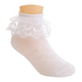 thumbnail image 4 of dmqupv Kids Fuzzy Socks Children's Socks Spring And Fall Lace Lace Girls Socks Dance Breathable Student Short Socks Children's Socks White,Size for 8-11 Years, 4 of 5