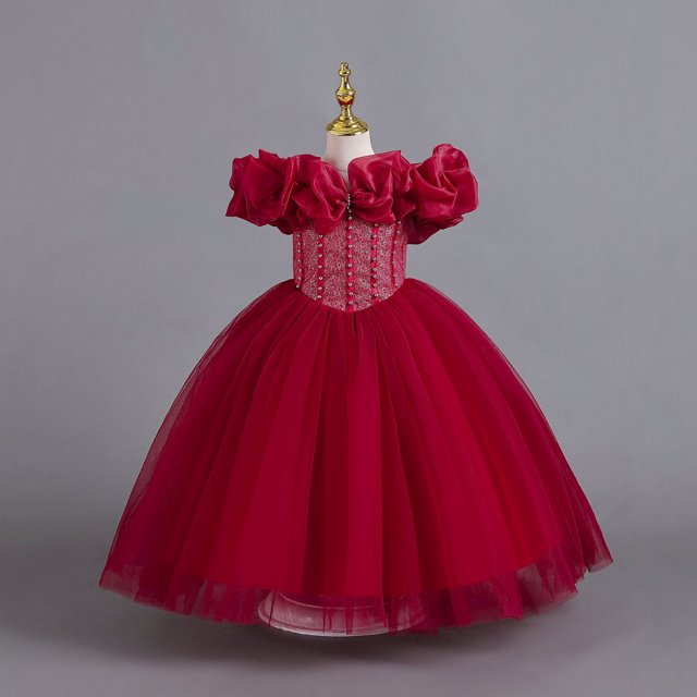 Robes de Cérémonie pour Filles, Robe de Bal à Épaules Dénudées pour Filles, Robe en Tulle pour Tout-Petits, Robe de Fête pour Filles de 4-5 Ans