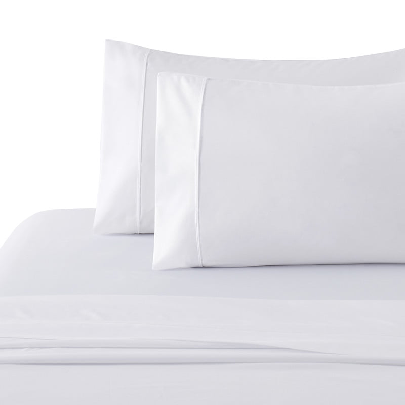 Literie Marina Decoration, 600 fils au pouce carré, ultra douce, à poches profondes, en coton percale fibres longues, toutes saisons, couleur blanche