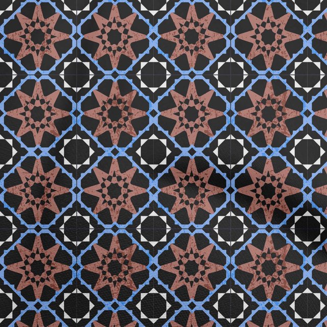 oneOone Polyester Spandex Brown Fabric Asian Tile Star Craft Projects Decor Fabric Printed By The Yard 56 Inch Wide