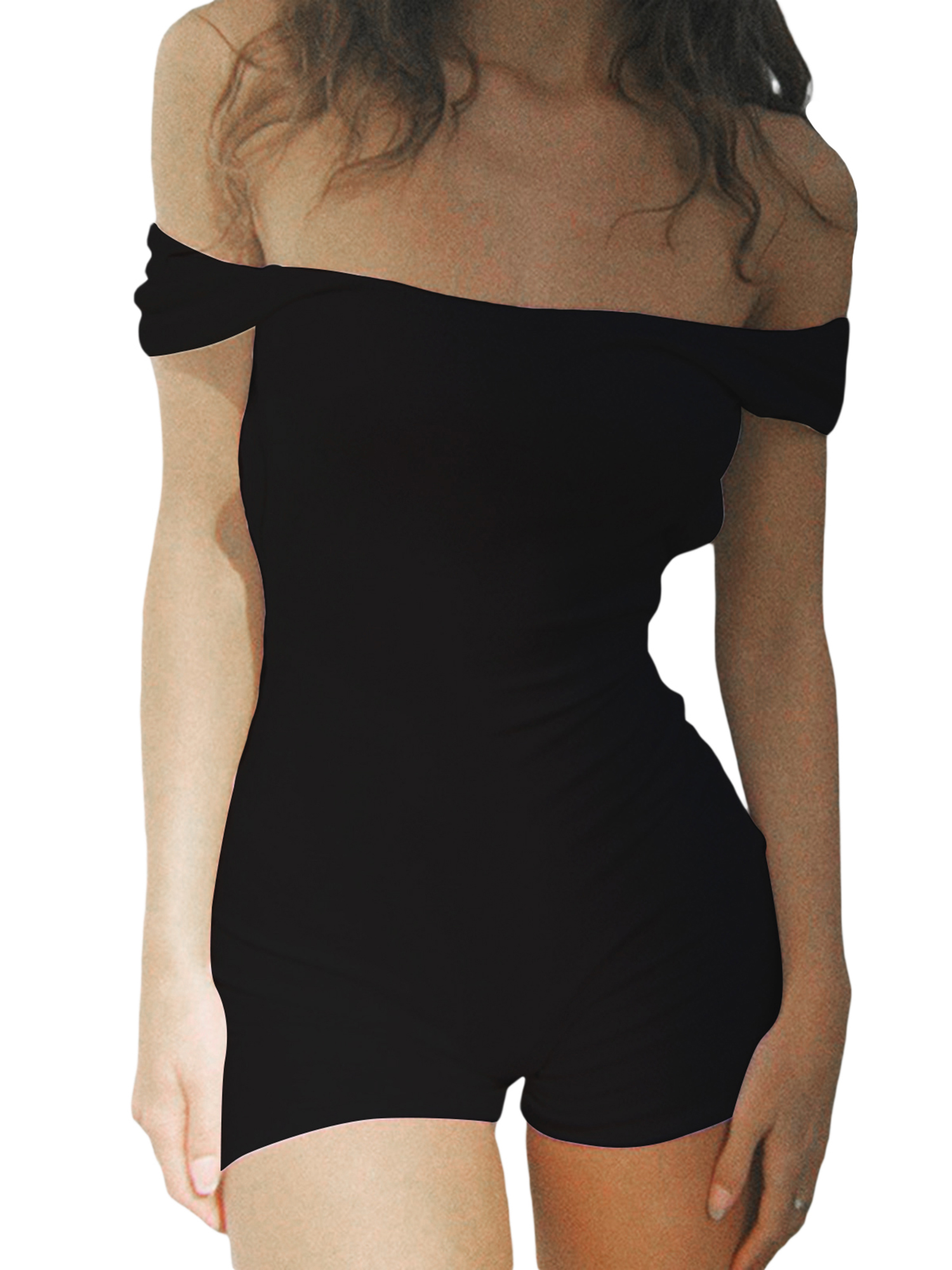 Kmbangi Combinaison Courte à Manches Courtes pour Femmes, Version Ajustée, Couleur Unie, Style Décontracté, Bretelles Ajustables