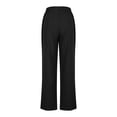 thumbnail image 4 of LLYwey Clearance Sales Womens Cargo Pants Ladies Casual High Waisted Solid Color Linen Drawstring Pocket Straight Leg Pants New Full Length Pants Trousers Regular Fitted Black 5XL, 4 of 7
