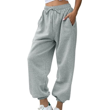 AherBiu Women's Sweatpants Baggy High Waisted Casual Joggers Wide Leg Workout Athletic Trousers with Pockets