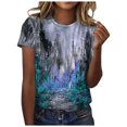 thumbnail image 2 of EGNMCR T-Shirts pour Femmes Mode Féminine Décontractée Blouse Ample Imprimée Col Rond T-Shirt Chemises Blouse T-Shirt Imprimé, 2 of 5