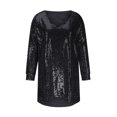 thumbnail image 4 of RKSTN Robes de Retour à la Maison pour Femmes Grande Taille à Paillettes Col en V Manches Longues Robe Longueur Genou Mode d'Automne Robes d'Invitée de Mariage Robe de Cocktail, 4 of 6