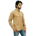 thumbnail image 4 of Atasi Kurta Court Ethnique pour Homme Brun Pâle Col Mandarin Chemise en Coton-TG, 4 of 7