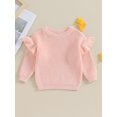 thumbnail image 2 of Gupgi Toddler Girl Sweaters 3M 6M 9M 12M 18M 2Y 3Y Baby Ruffle Long Sleeve Solid Color Knit Pullover Fall Winter Loose Tops, 2 of 9