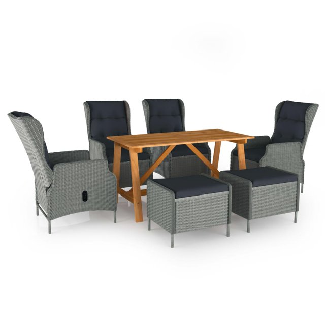vidaXL 7 Piece Garden Dining Set Light Grey